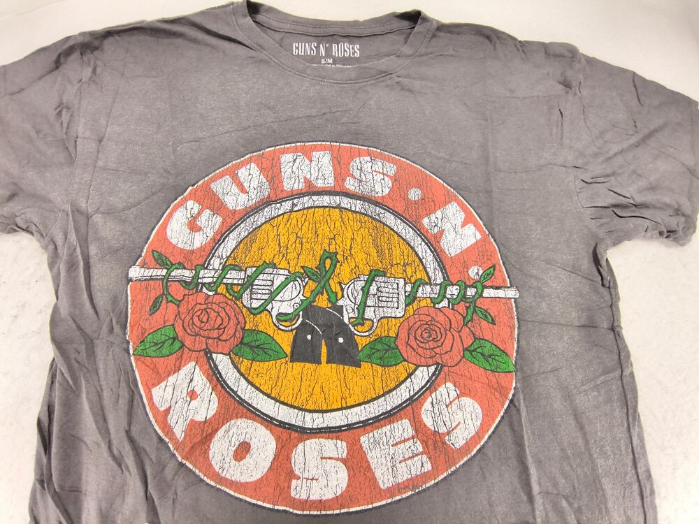 Guns N Roses Short Sleeve Crew Neck Band T Shirt Mens Size Small S Gray